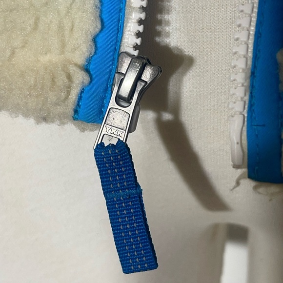 Patagonia kids retro vest natural Andes blue size xl 14 Sherpa fleece old tag - Picture 5 of 10